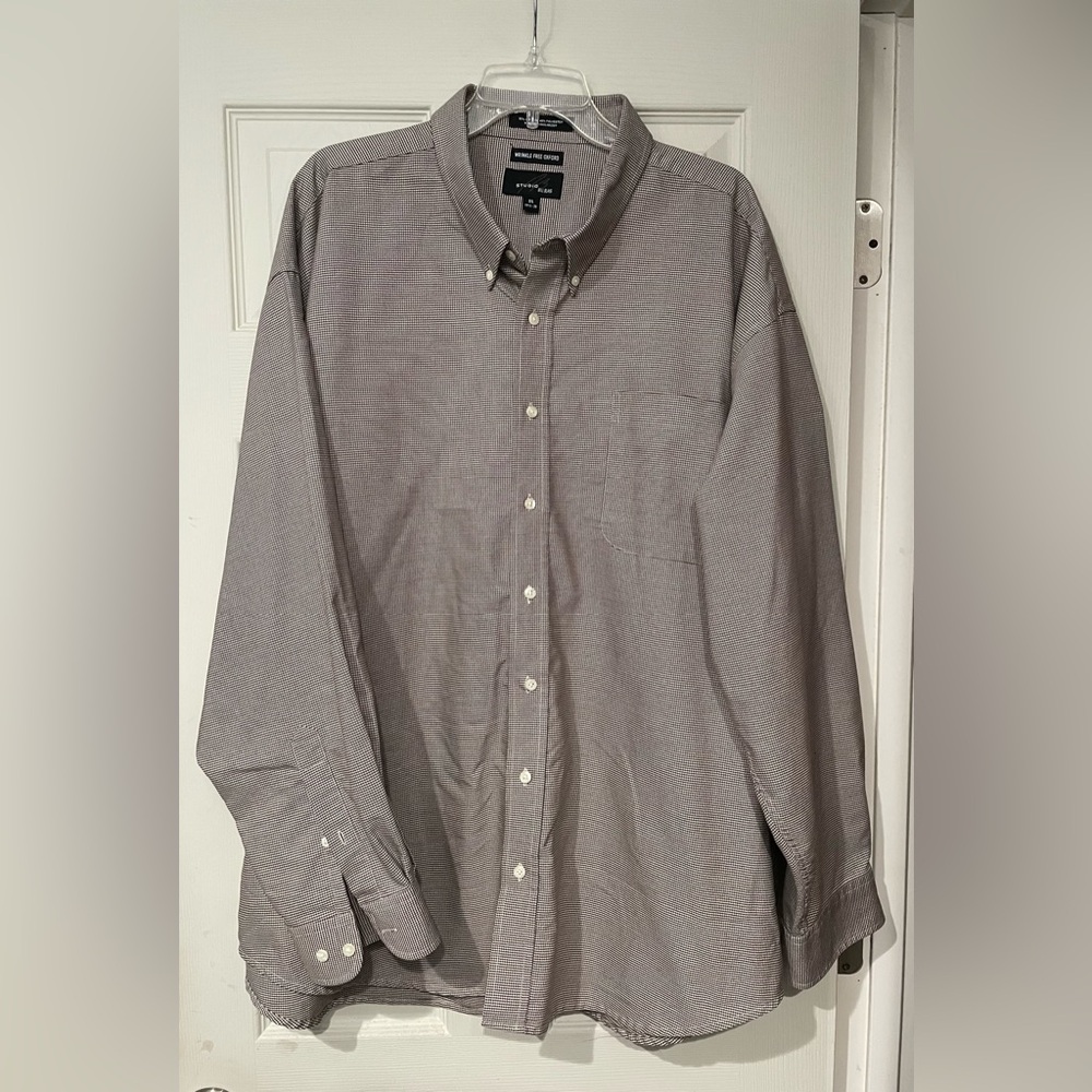Bill Blass Big & Tall Men's Gray Print Casual Dress Button-Down Shirt